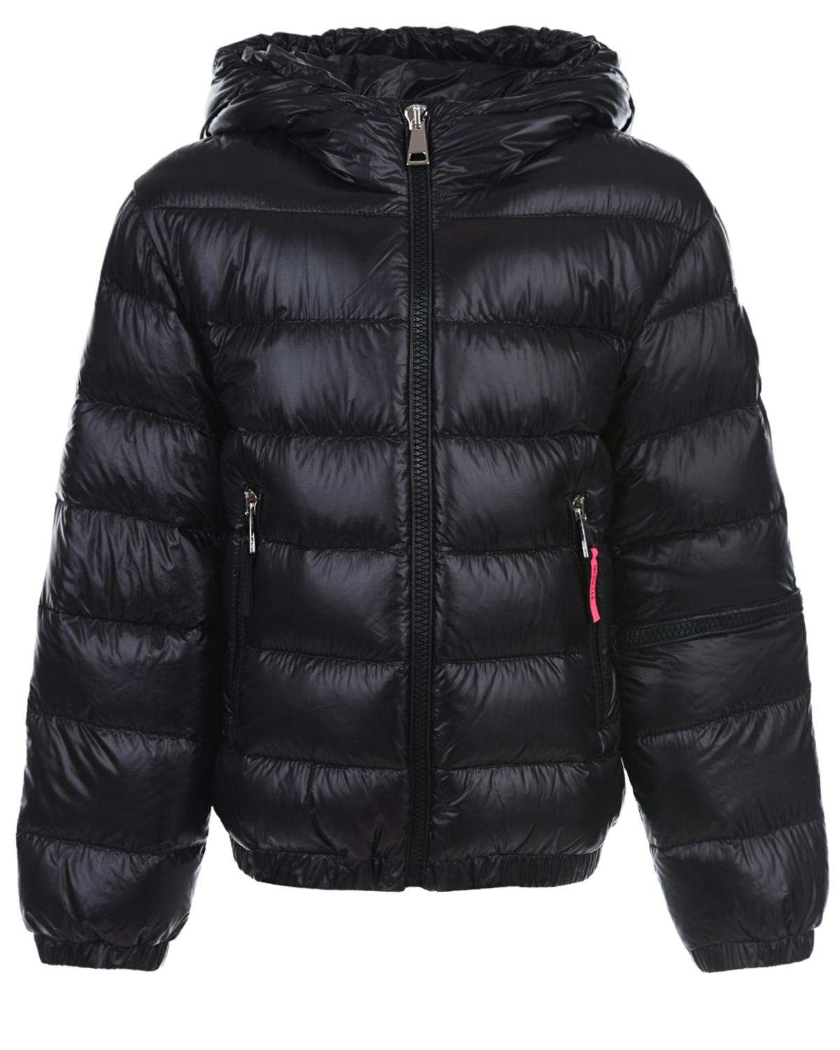 Черная стеганая куртка с контрастной вставкой Moncler