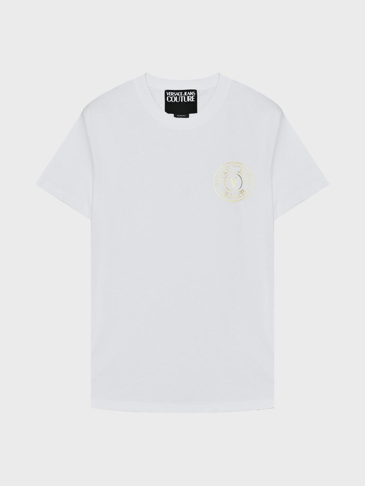 Versace Jeans Couture | Футболка белая, fit slim, золотой принт лого Versace Jeans Couture