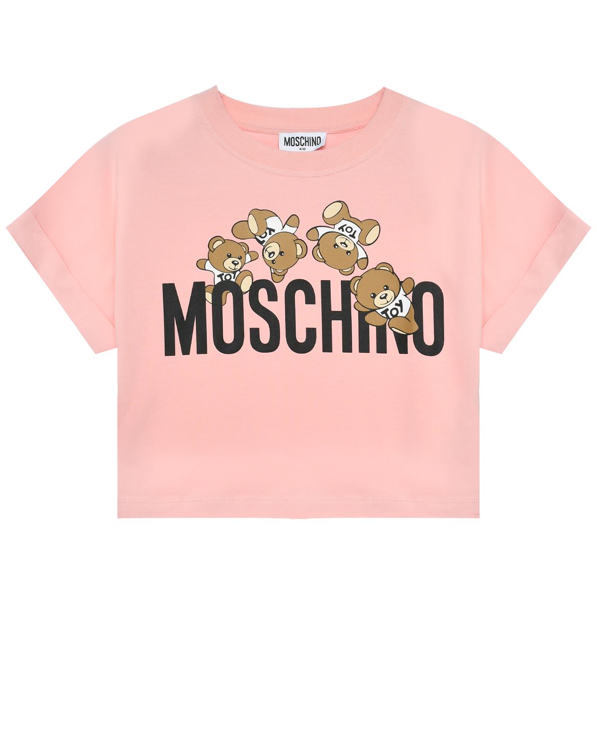 Футболка с лого и медвежатами Moschino