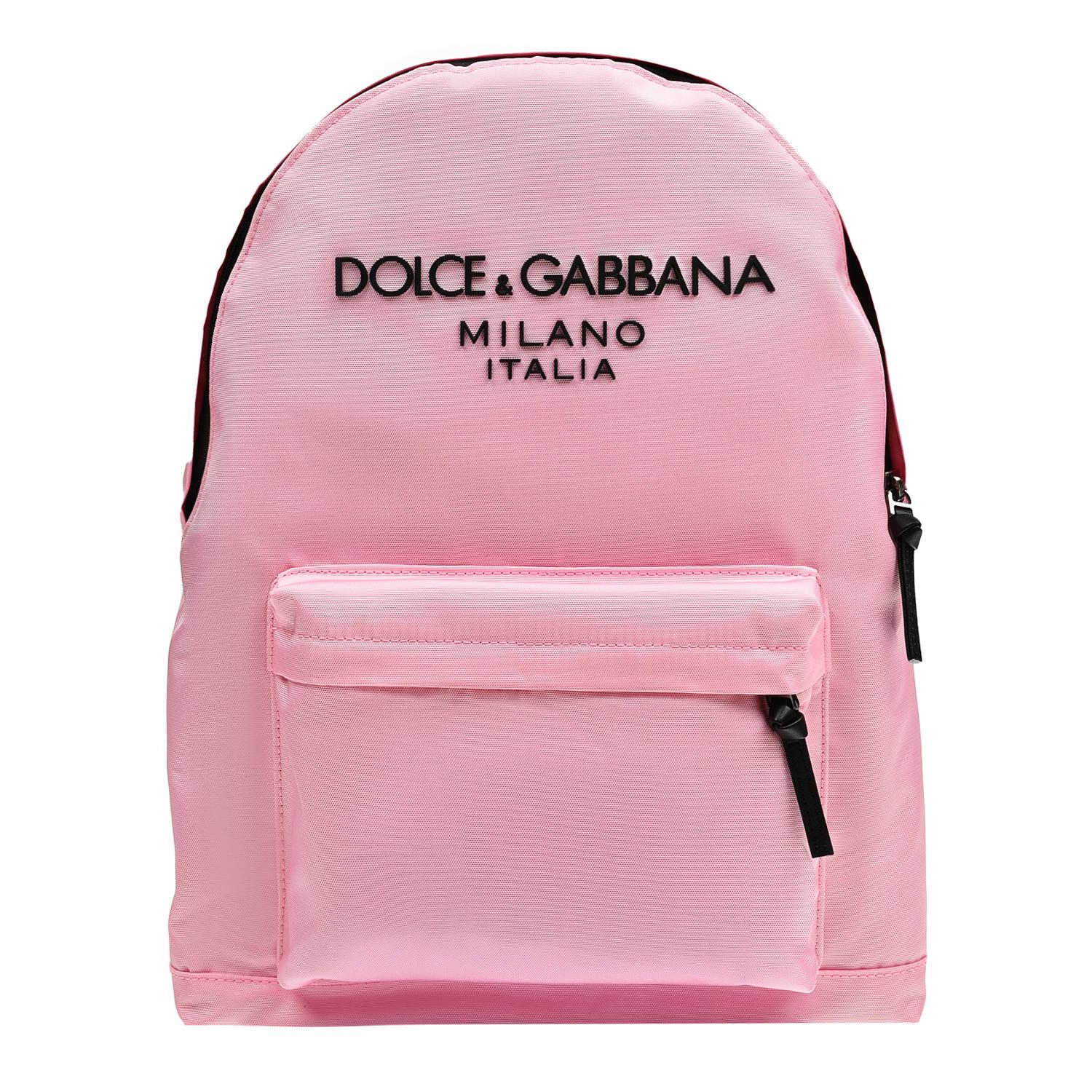 Рюкзак с черным лого, розовый Dolce&Gabbana