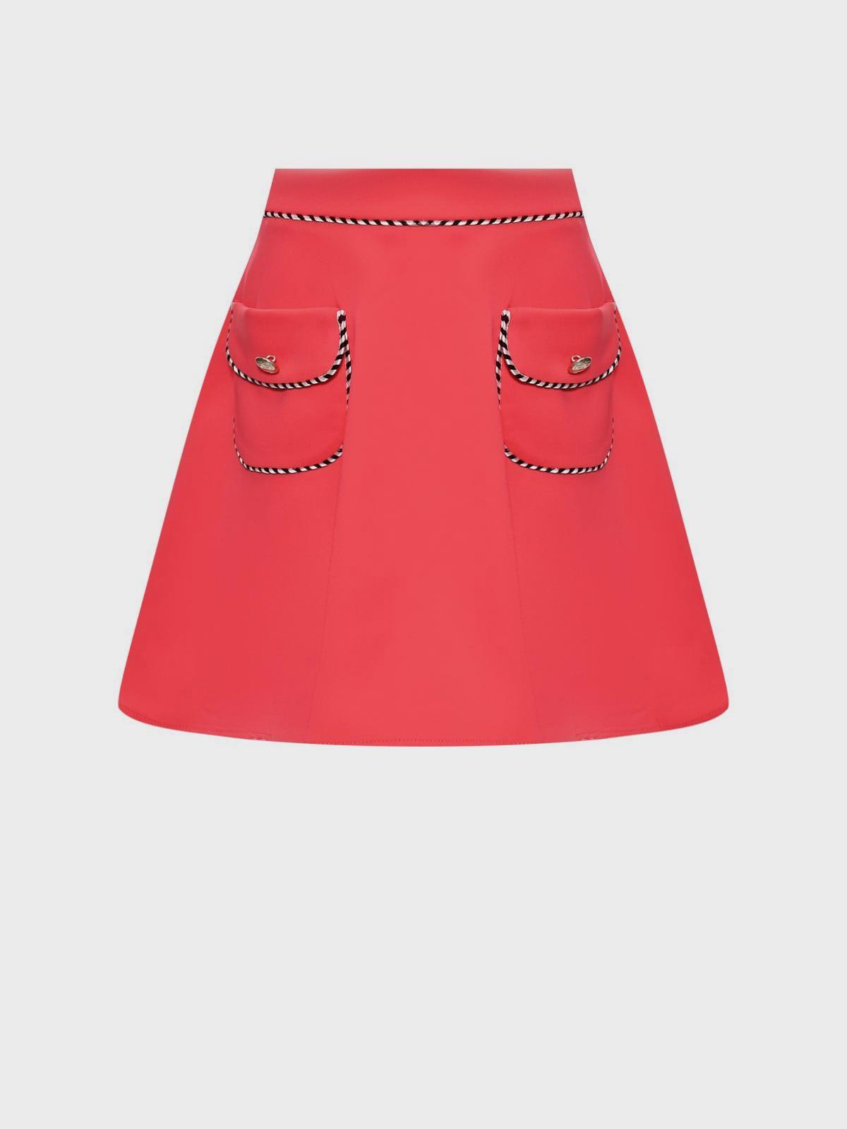 Elie Saab | Юбка из крепа с накладными карманами, коралловая Elie Saab