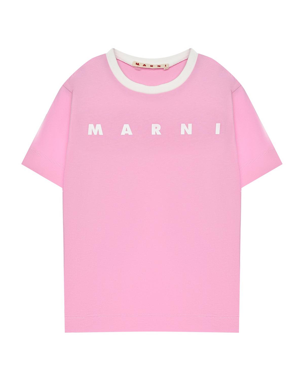 Футболка с белым лого, розовая MARNI