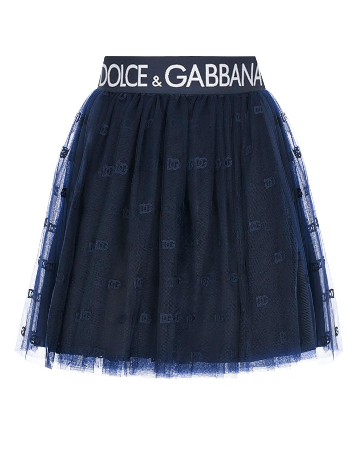 Двухслойная юбка со сплошным лого Dolce&Gabbana