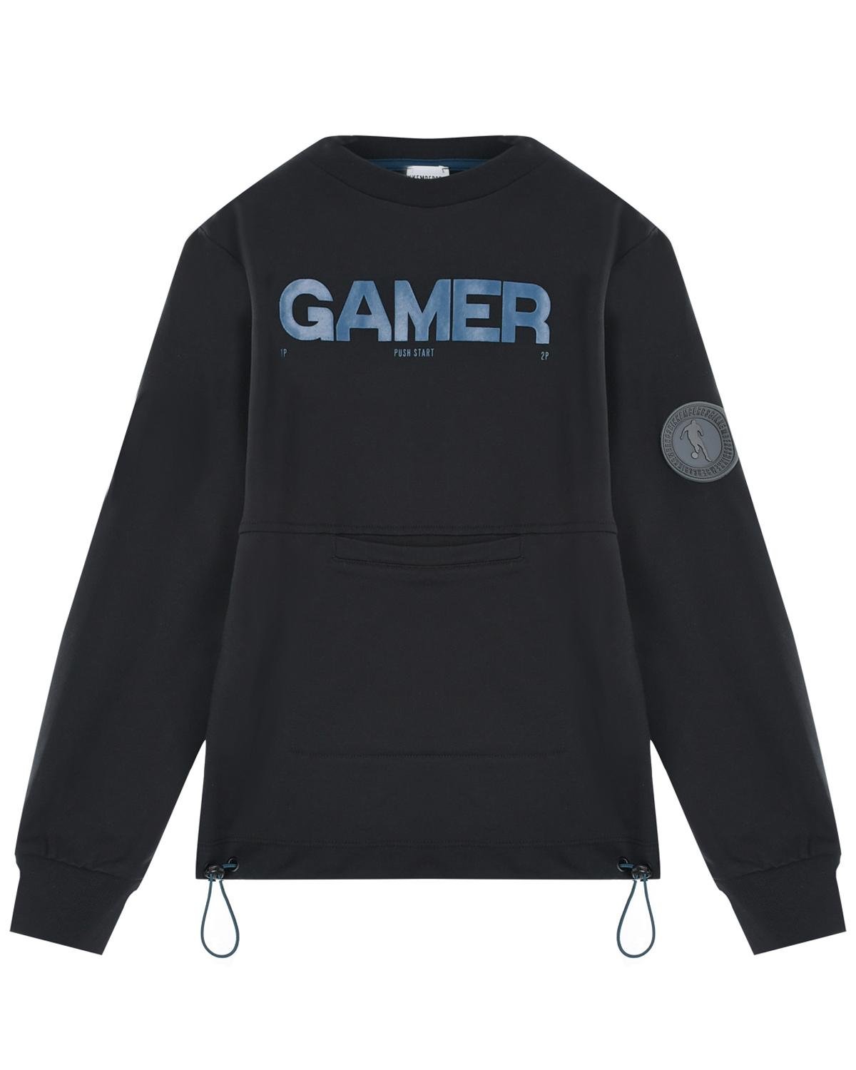 Черный свитшот с принтом "gamer" Bikkembergs