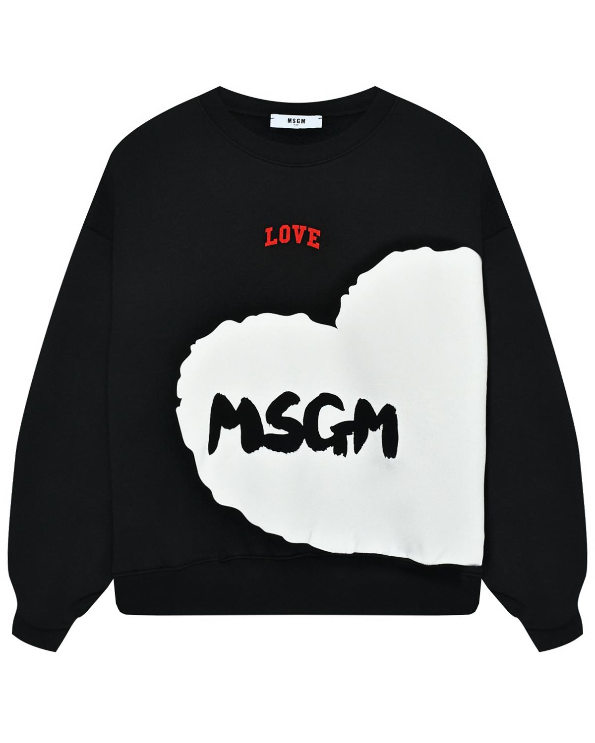 Свитшот с объемными рукавами и лого с сердцем MSGM