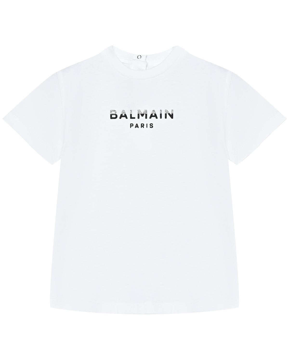 Футбоолка с лого, белая Balmain