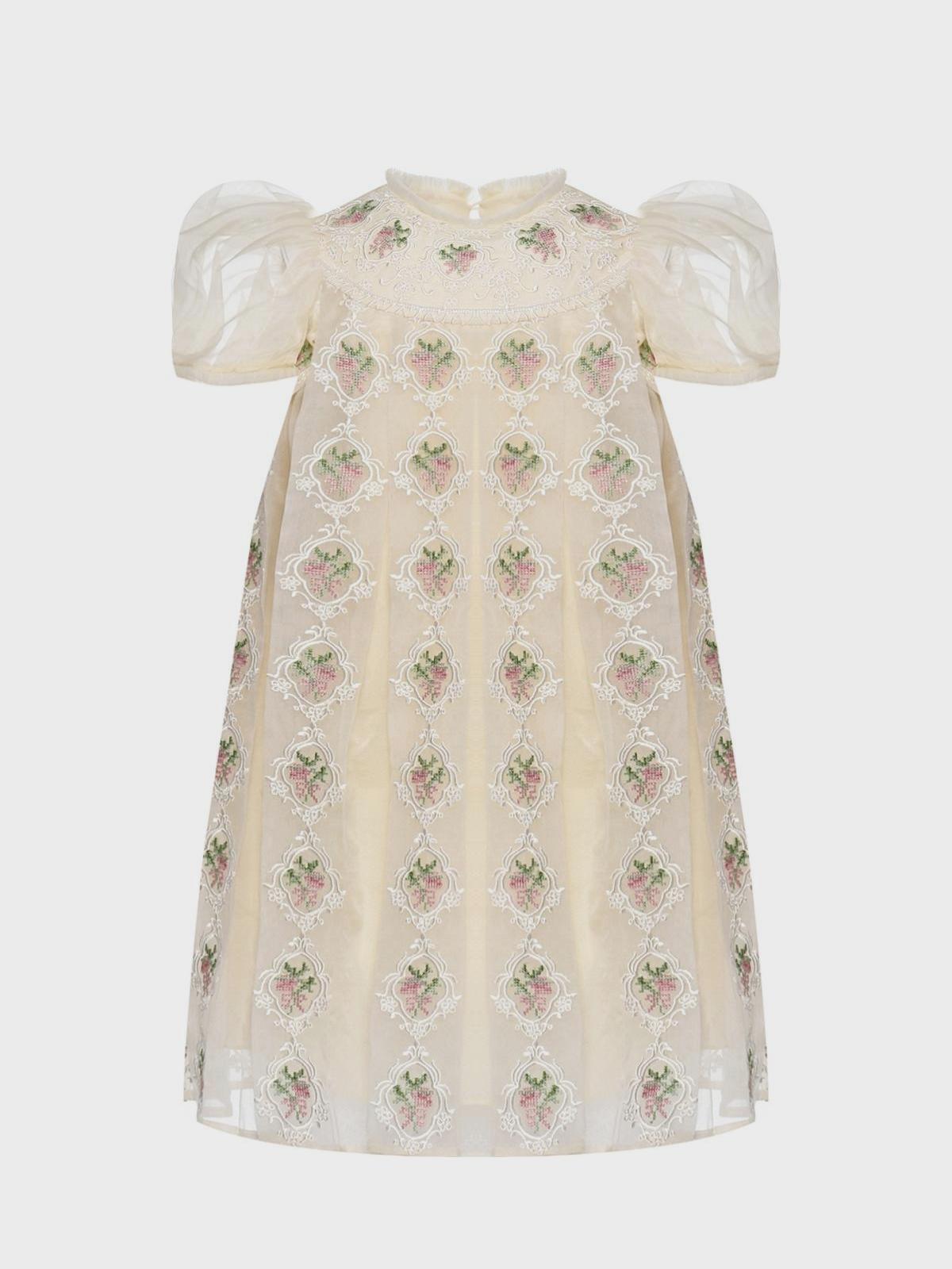 Maison Ava | Платье с цветочной вышивкой и рукавами-фонариками Maison Ava