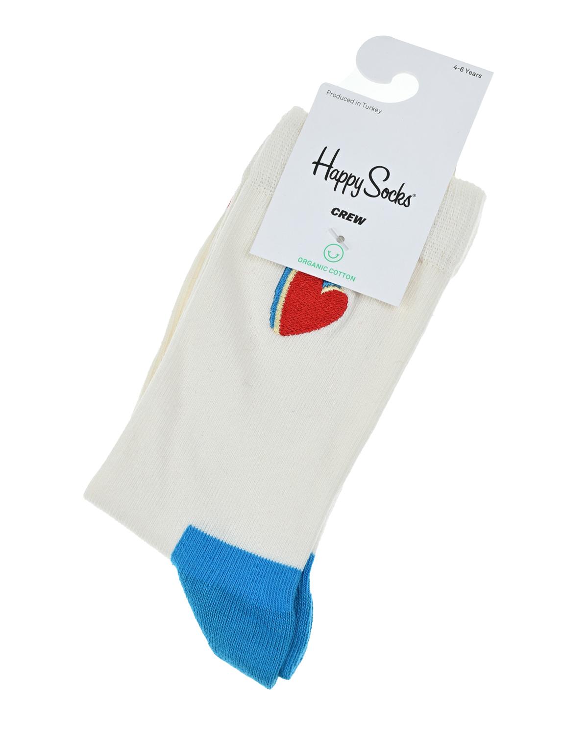 Белые носки с принтом "сердечко" Happy Socks