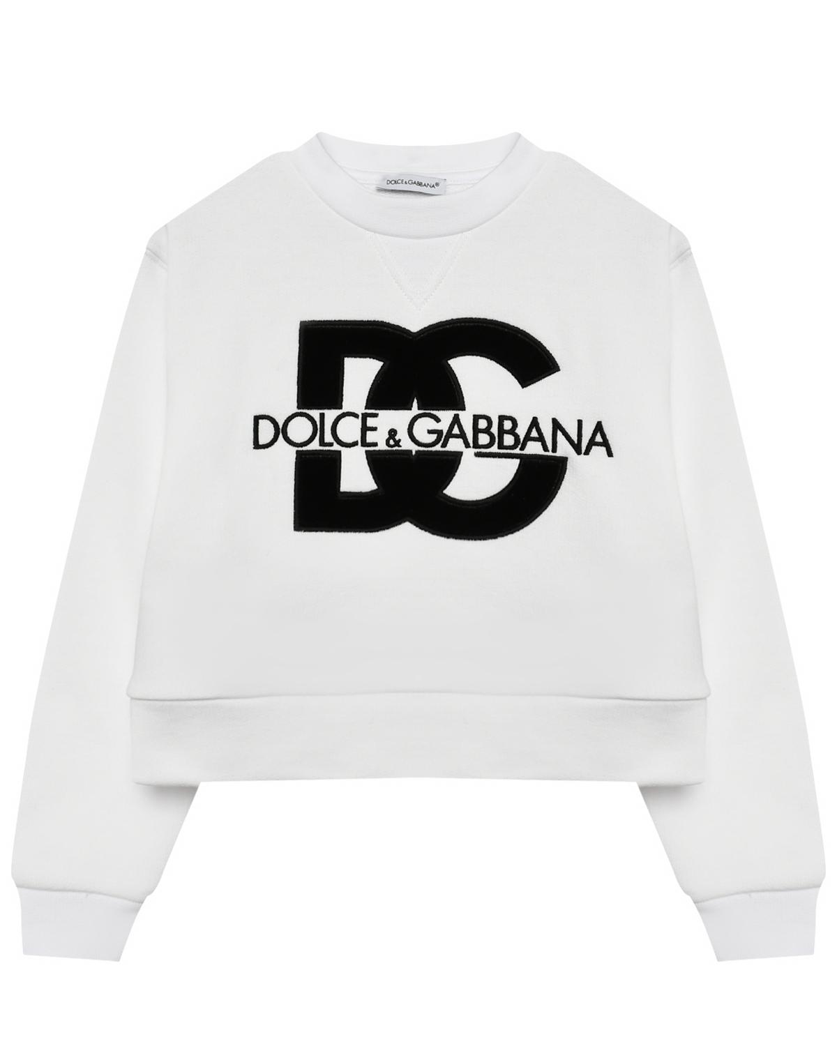 Свитшот с вышитым черным логотипом DG, белый Dolce&Gabbana