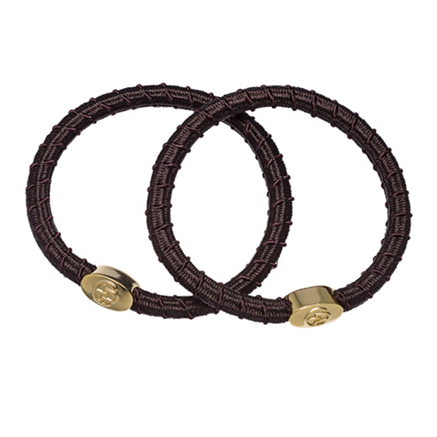 EVITA PERONI | Резинка для волос с золотистым логотипом, brown EVITA PERONI