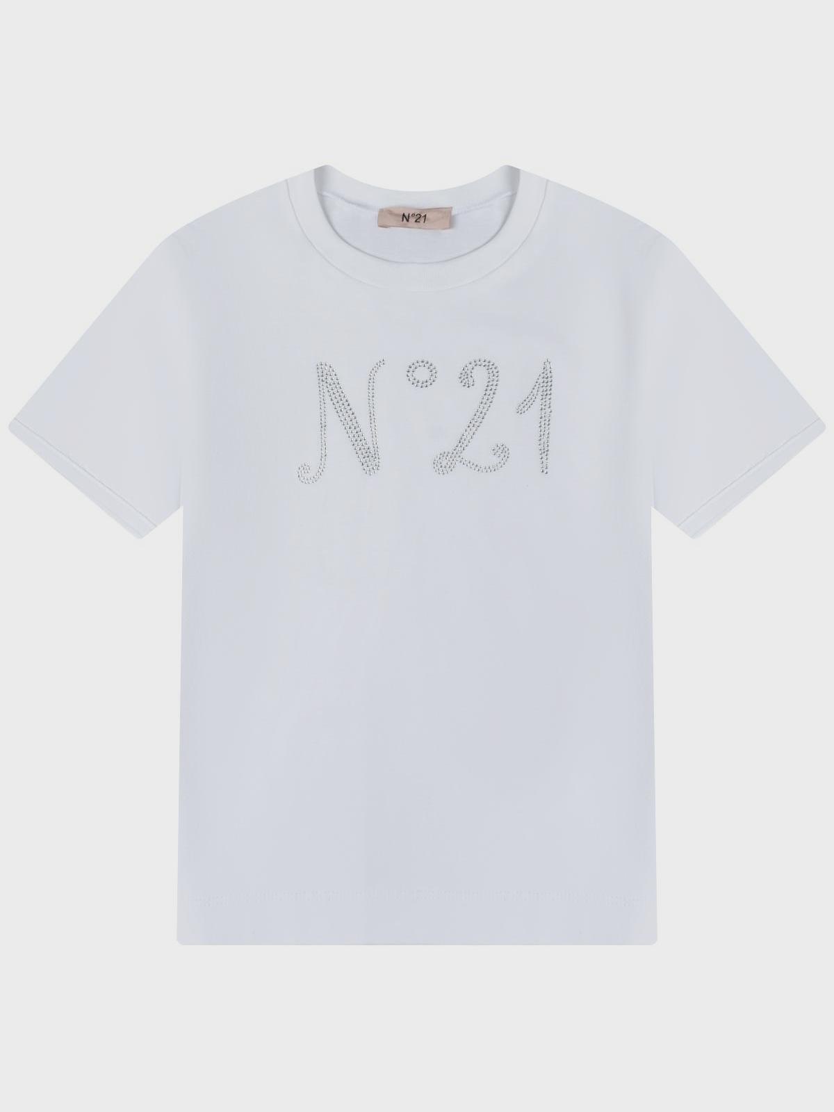 N21 | Белая футболка с лого из стразов N21