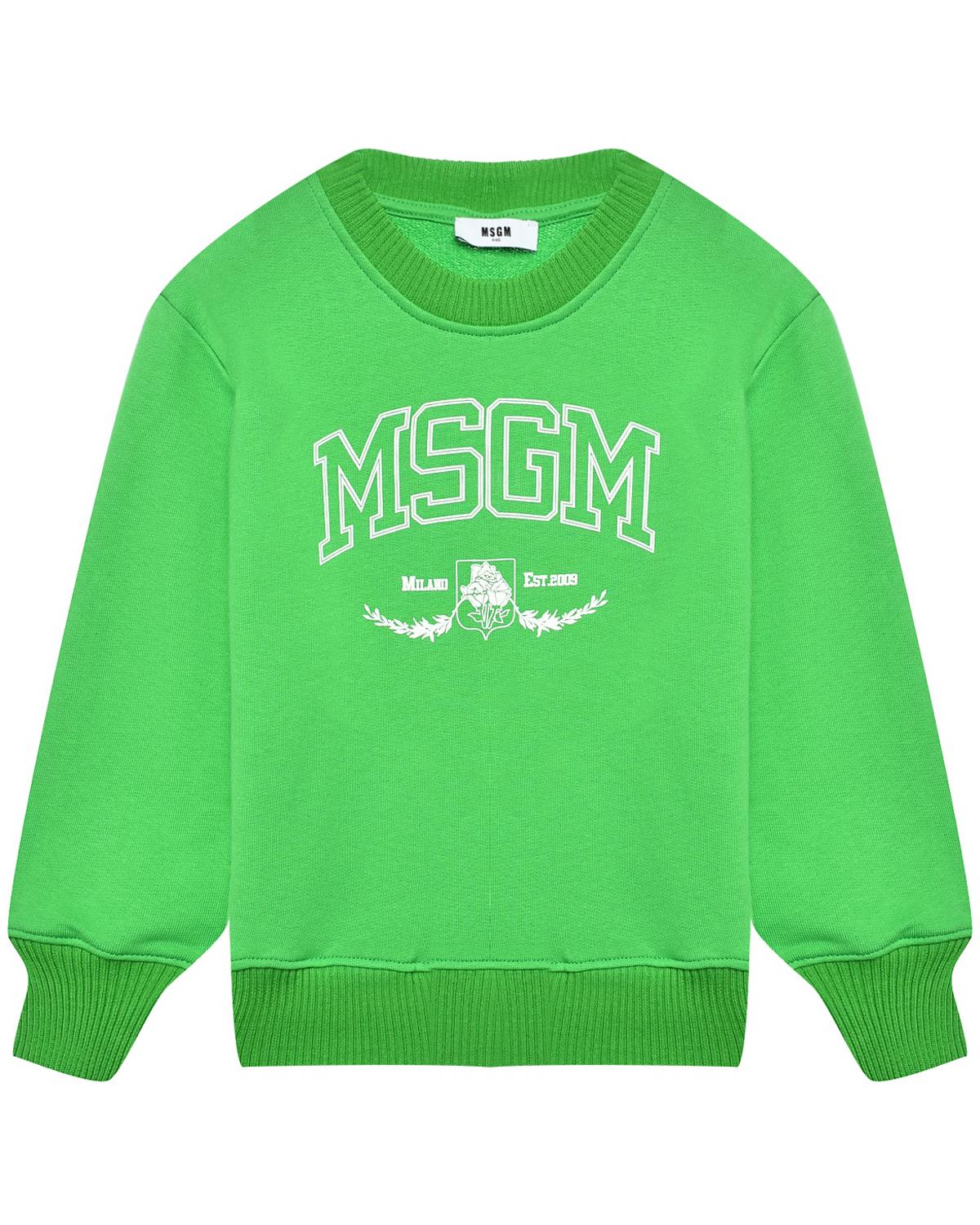 Свитшот с принтом логотипа, зеленый MSGM