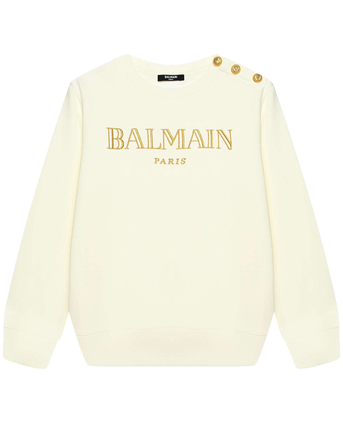 Свитшот с лого и пуговицами на плече Balmain