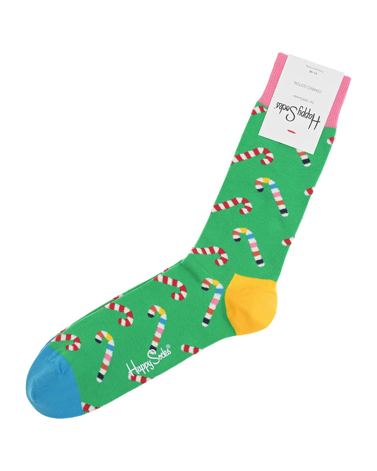 Зеленые носки с принтом "леденцы" Happy Socks