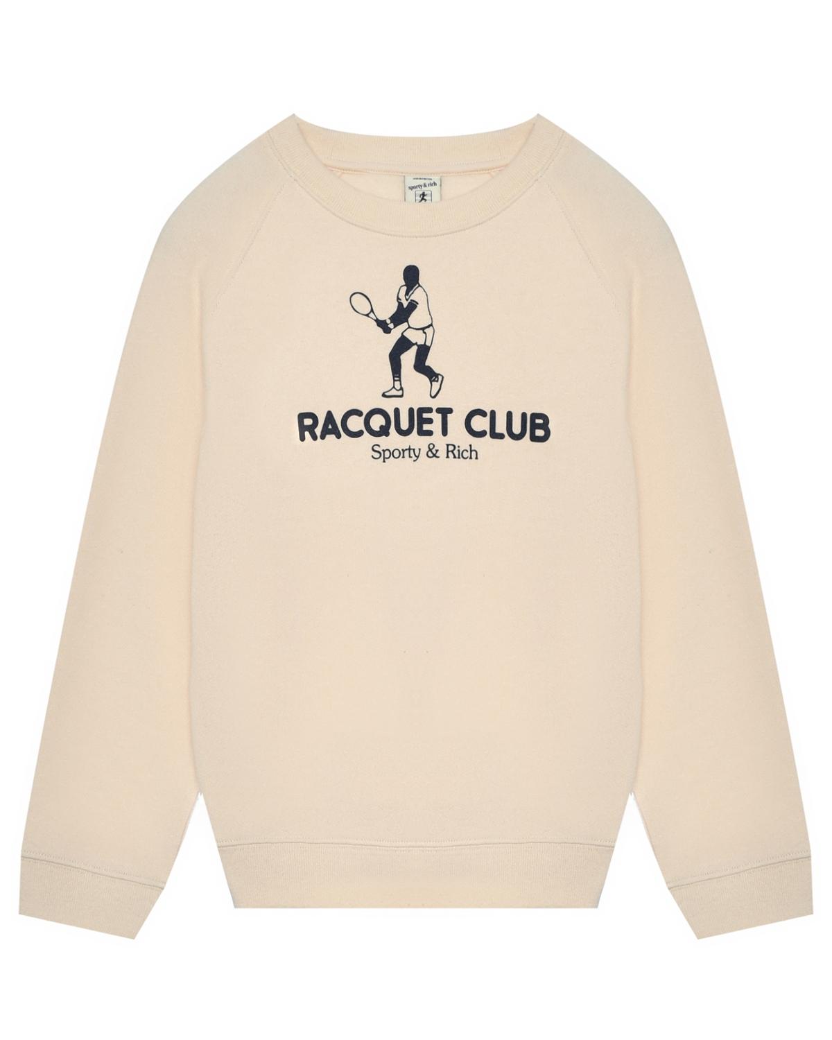 Свитшот c надписью racquet club, кремовый Sporty&Rich