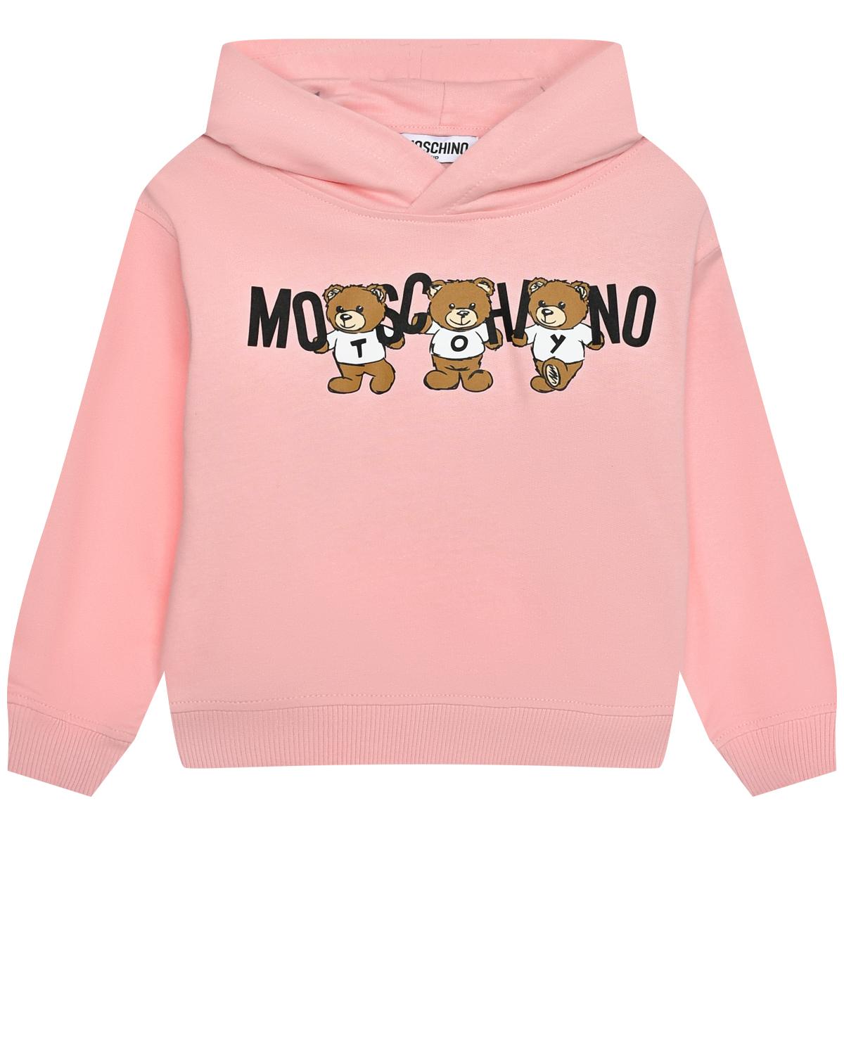 Толстовка-худи с принтом "медвежата", розовая Moschino