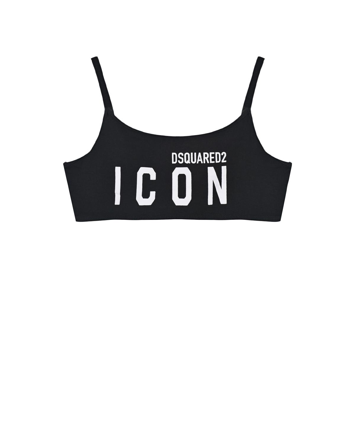 Черный топ с принтом "ICON" Dsquared2