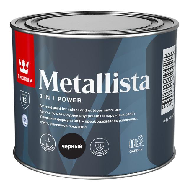 краска алкидная TIKKURILA Metallista по ржавчине 0,4л черная, арт.700011741