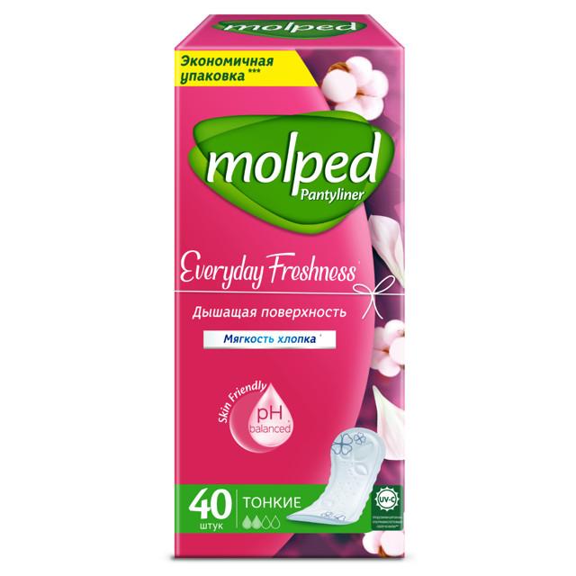 прокладки MOLPED Pantyliner Everyday Freshness Мягкость хлопка тонкие 40шт