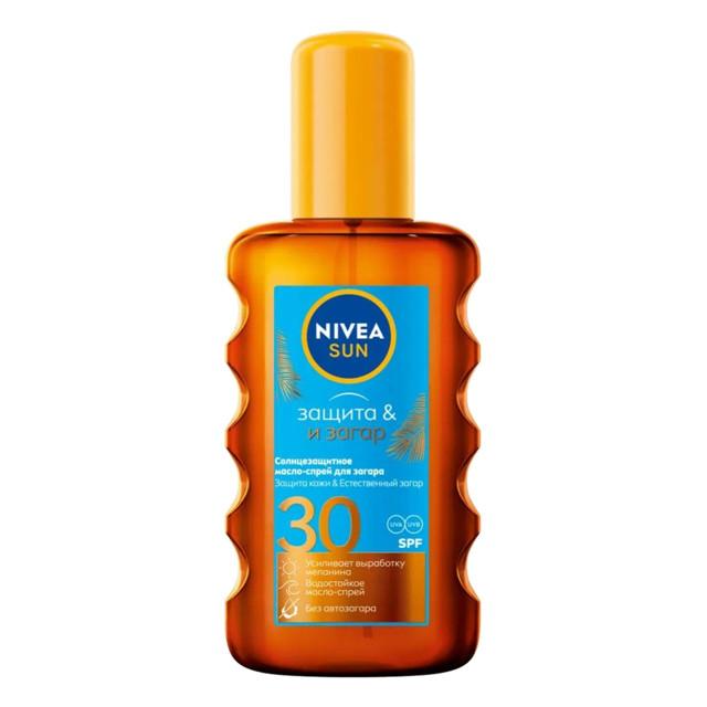 масло для загара NIVEA SUN Защита и Загар SPF30 спрей 200мл