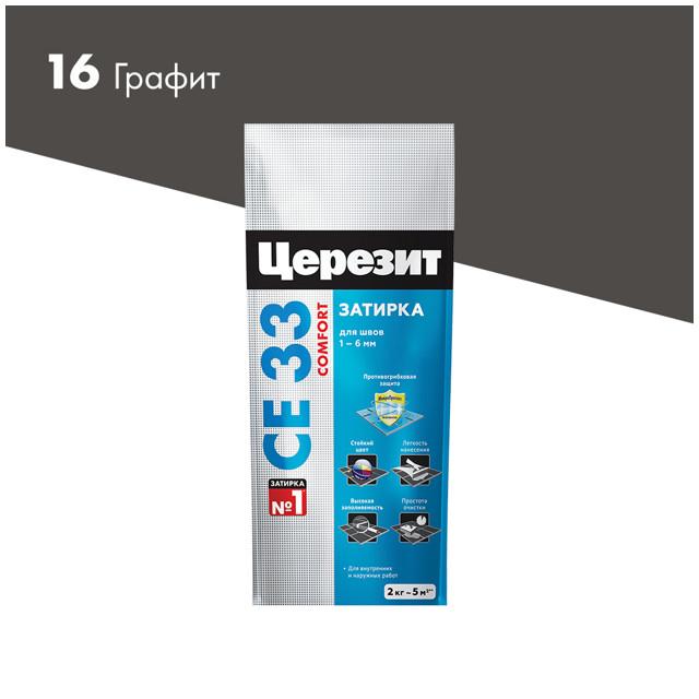 затирка для швов CERESIT СЕ 33 Super 1-6мм 2кг графитовая, арт.2092751