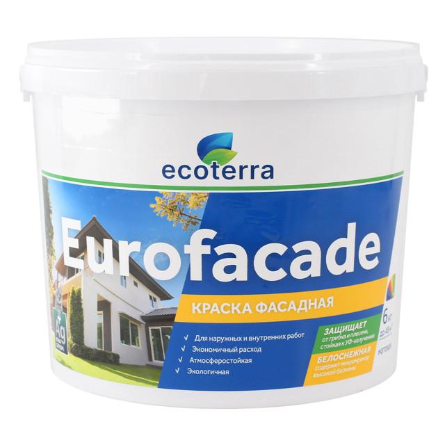 краска латексная фасадная ECOTERRA Eurofacade 6кг белая, арт.ЭК000135301