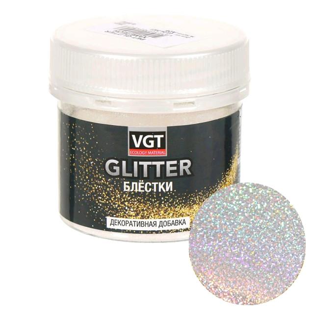 блестки сухие VGT Pet glitter для декорирования 0,05кг серебро, арт.31576