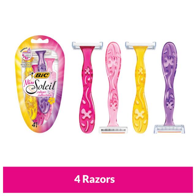 станок для бритья BIC Miss Soleil Color Collection 4шт одноразовый женский