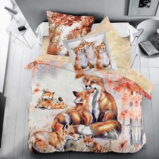 постельное белье евро MONA LIZA SL Family Foxes сатин 4 нав.50х70 и 70х70см, арт.5861/4