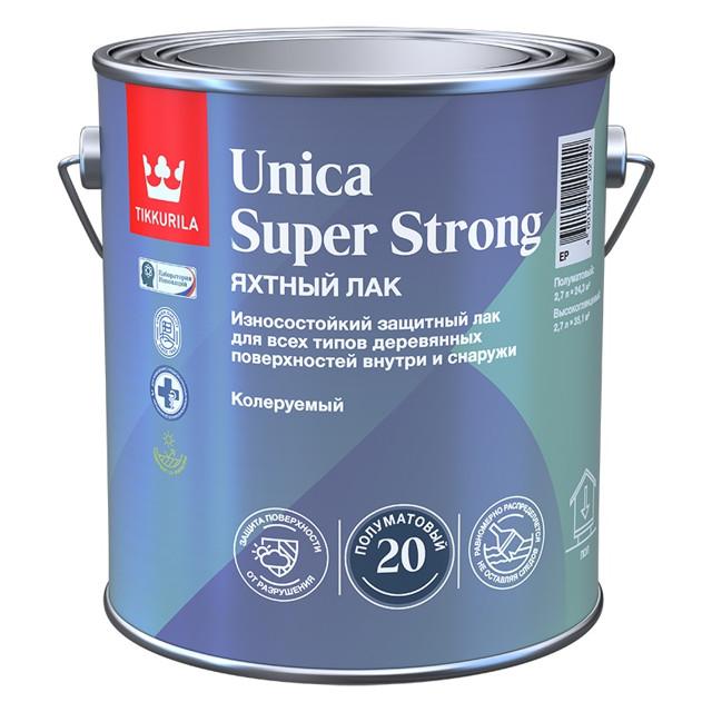 лак алкидно-уретановый TIKKURILA Unica Super Strong яхтный полуматовый 2,7л , арт.700014012