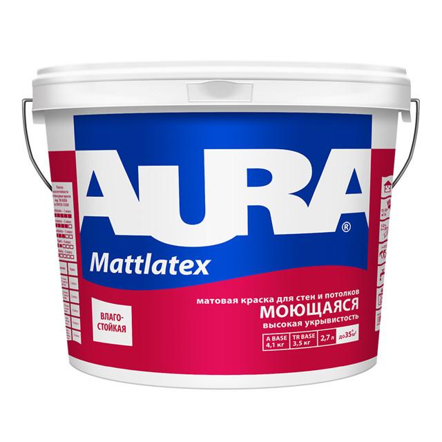 краска в/д AURA Mattlatex моющаяся 2,7л TR бесцвет., арт.4607003919955