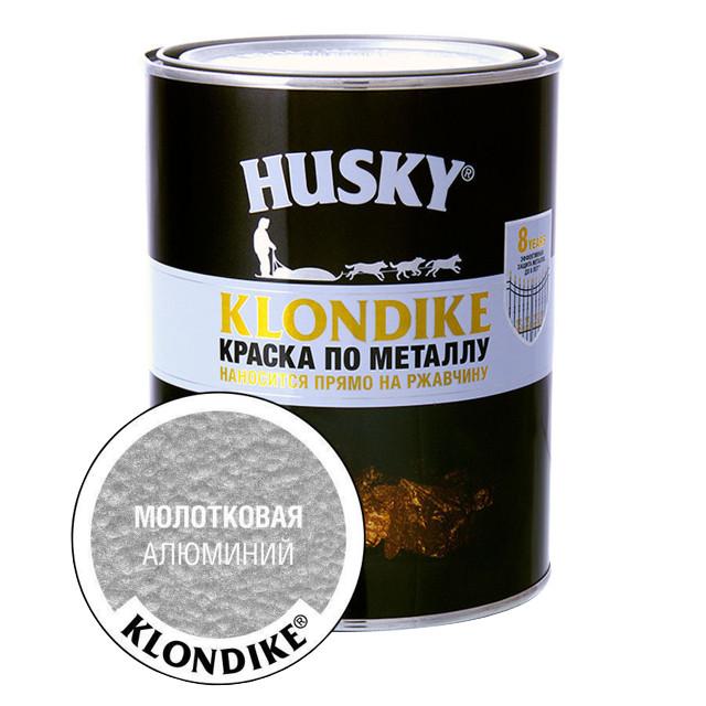 краска алкидная HUSKY-KLONDIKE по ржавчине с молотковым эффектом 0,9л алюминий, арт.25617