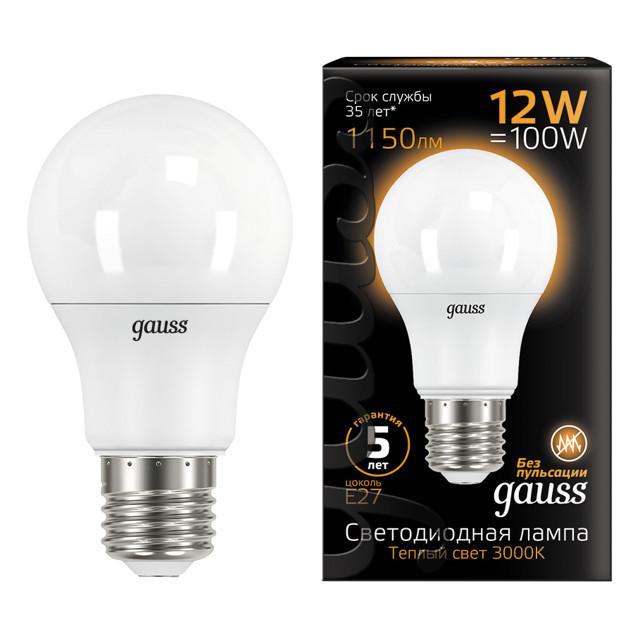 лампа GAUSS 12Вт E27 LED 1150Лм 3000K A60 груша