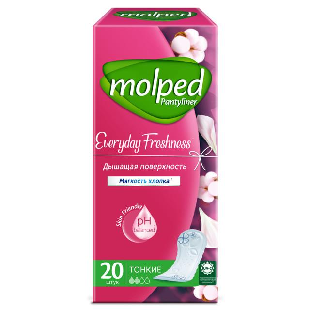 прокладки MOLPED Pantyliner Everyday Freshness Мягкость хлопка тонкие 20шт