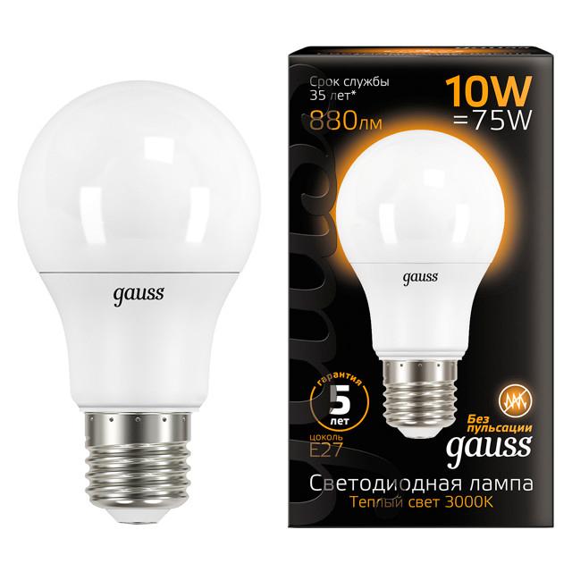 лампа GAUSS 10Вт E27 LED 880Лм 3000K A60 груша