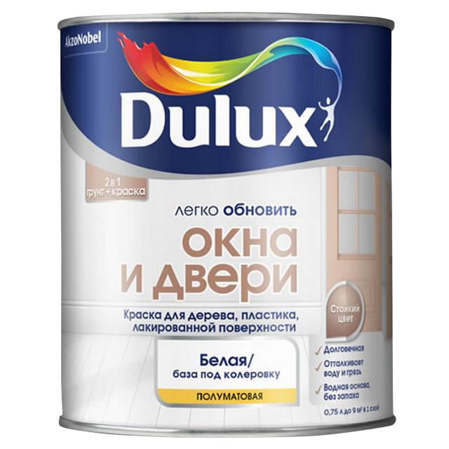 краска в/д DULUX Окна и Двери база BC 0,75л бесцветная, арт.5327290