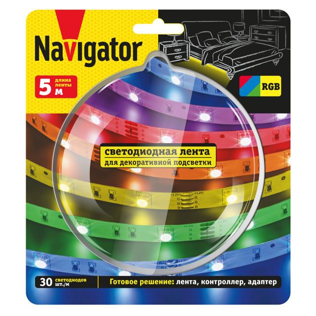 лента светодиодная NAVIGATOR 7,2Вт/м IP20 RGB 5м