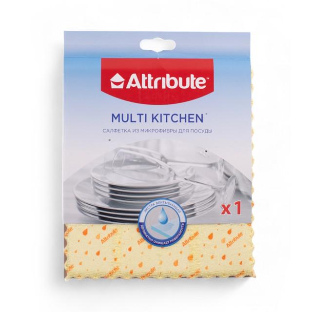 салфетка ATTRIBUTE Multi Kitchen 20х17см для посуды микрофибра бежевый