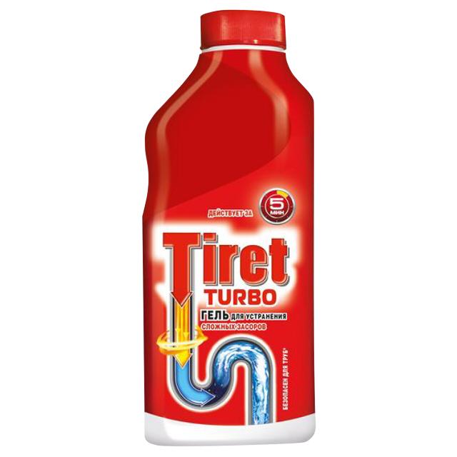 средство чистящее TIRET Turbo для удаления засоров в трубах гель 0,5л