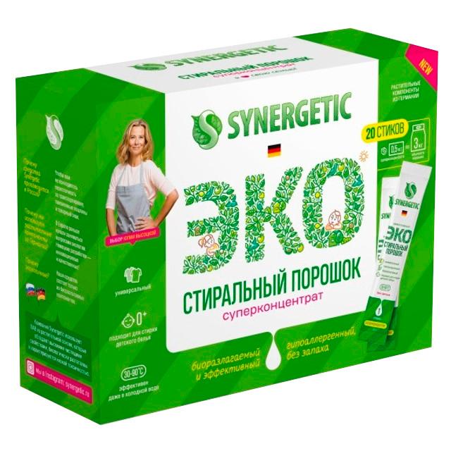 порошок стиральный SYNERGETIC Эко Универсальный 20 стиков 500г концентрат