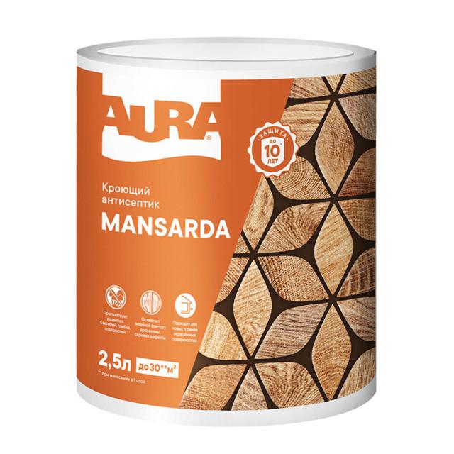 антисептик кроющий AURA Mansarda 2,5л белый, арт.AWW035