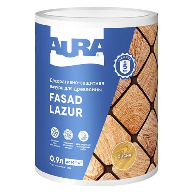 средство деревозащитное Aura Fasad Lazur сосна 0,9л, арт.AWW006