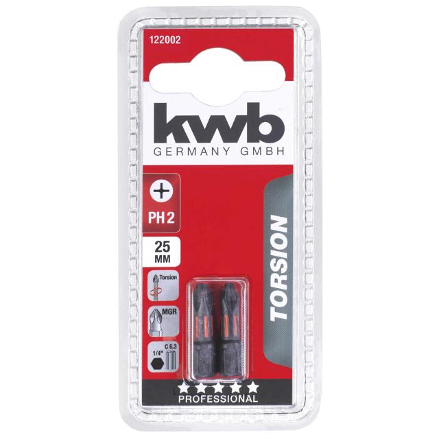 бита KWB PH2 25мм torsion 2шт