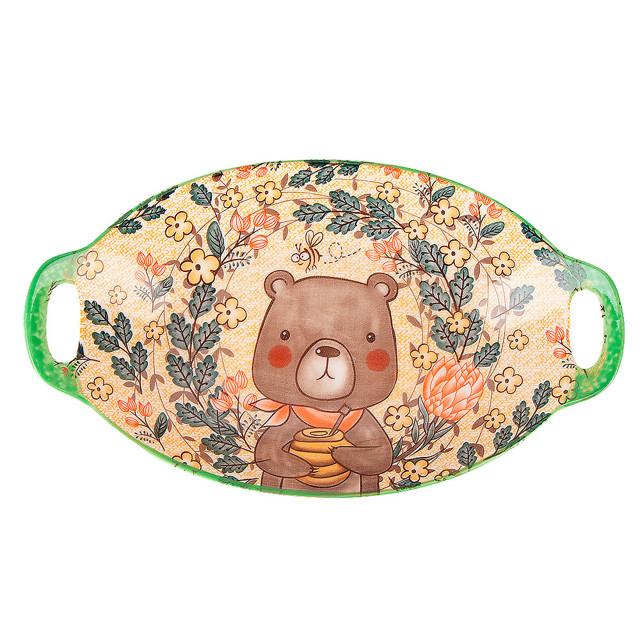 блюдо NOUVELLE HOME Kawaii Forest.Bear 27х16см овальное с ручками фарфор