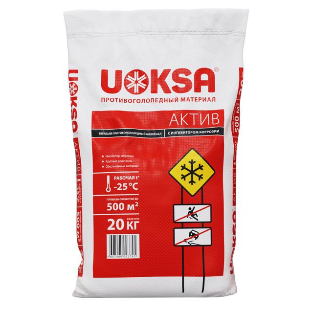 UOKSA | реагент противогололедный UOKSA АКТИВ -25C 20кг с ингибитором коррозии