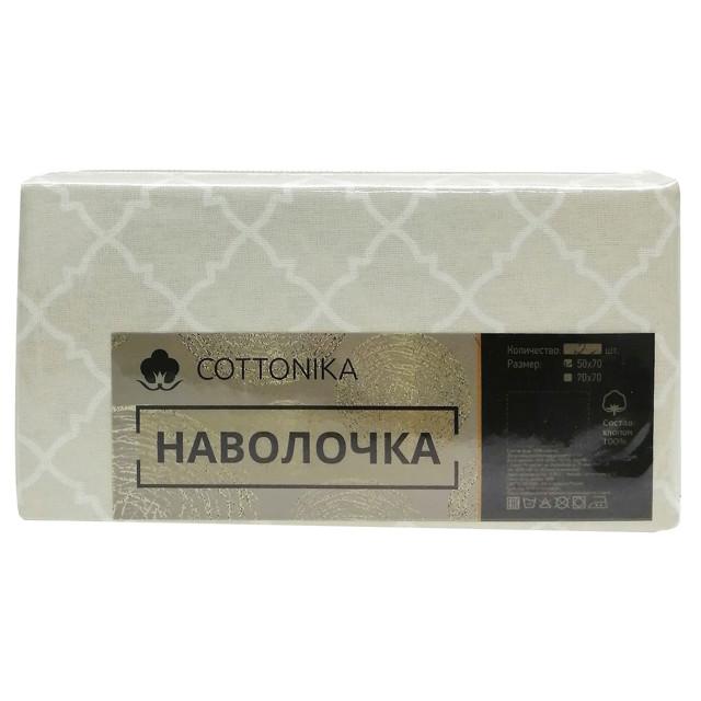 COTTONIKA | комплект наволочек COTTONIKA 50х70см 2шт бязь в ассортименте /разные рисунки/ бежевый