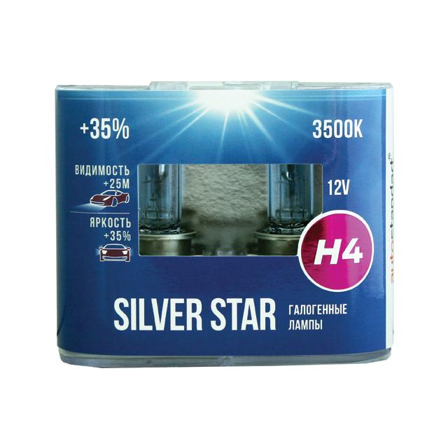 лампа AUTO STANDART H4 12В 60/55Вт +35% Silver Star 2шт