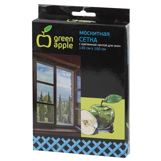 сетка москитная GREEN APPLE для окон 130х150см сетка и крепежная лента