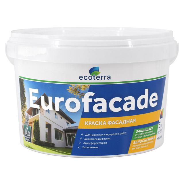 краска латексная фасадная ECOTERRA Eurofacade 3кг белая, арт.ЭК000135300