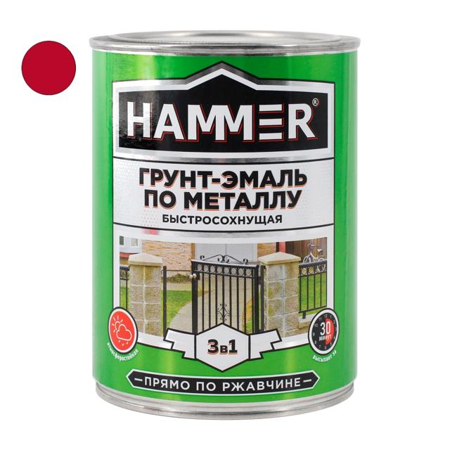 грунт-эмаль по металлу HAMMER 0,9кг красная, арт.ЭК000116571